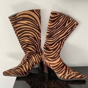 Zebra Leather/ calf hair Boots by BCBG 7.5B Women’s
